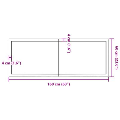 vidaXL Waschtischplatte Hellbraun 160x60x(2-6) cm Massivholz Behandelt