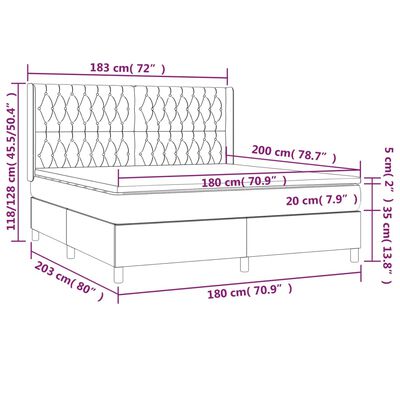 vidaXL Boxspringbett mit Matratze & LED Schwarz 180x200 cm Stoff