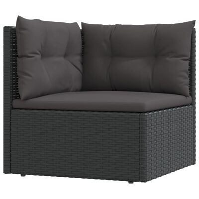 vidaXL 5-tlg. Garten-Lounge-Set mit Kissen Schwarz Poly Rattan