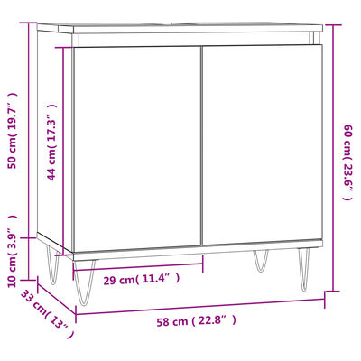 vidaXL Badschrank Grau Sonoma 58x33x60 cm Holzwerkstoff