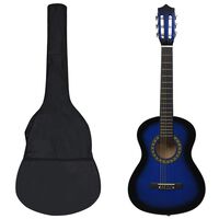 vidaXL 8-tlg. Klassikgitarren-Set für Anfänger Blau 1/2 34"