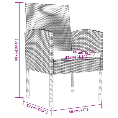 vidaXL 5-tlg. Garten-Essgruppe Schwarz Poly Rattan und Stahl