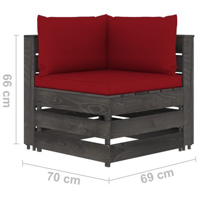 vidaXL 7-tlg. Garten-Lounge-Set mit Kissen Grau Imprägniertes Holz