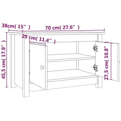 vidaXL Schuhschrank Schwarz 70x38x45,5 cm Massivholz Kiefer