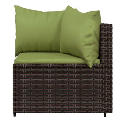 vidaXL Garten-Ecksofas mit Kissen 2 Stk. Braun Poly Rattan