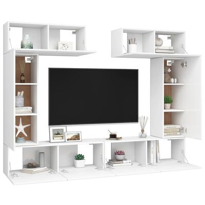 vidaXL 6-tlg. TV-Schrank-Set Weiß Holzwerkstoff