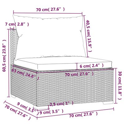 vidaXL 12-tlg. Garten-Lounge-Set mit Kissen Grau Poly Rattan