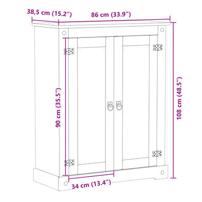 vidaXL Schuhschrank Corona 86x38,5x108 cm Massivholz Kiefer