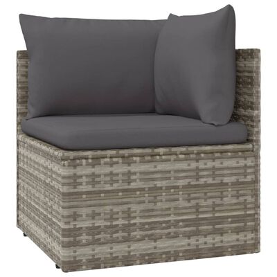 vidaXL 12-tlg. Garten-Lounge-Set mit Kissen Grau Poly Rattan