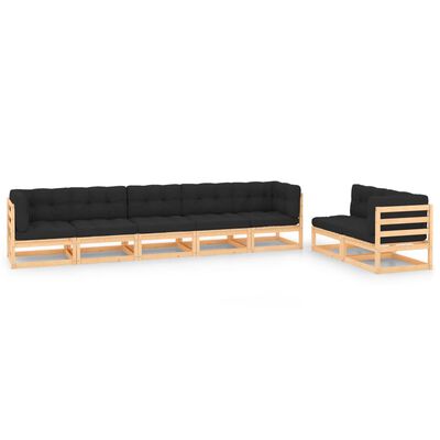 vidaXL 7-tlg. Garten-Lounge-Set mit Kissen Massivholz Kiefer