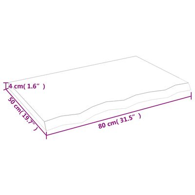 vidaXL Tischplatte Hellbraun 80x50x(2-4) cm Massivholz Eiche Behandelt