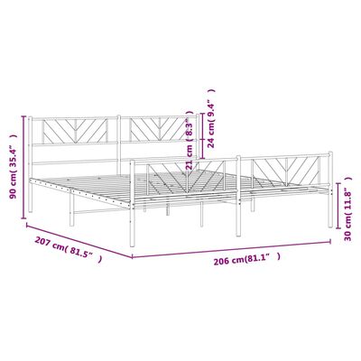 vidaXL Bettgestell mit Kopf- und Fußteil Metall Weiß 200x200 cm