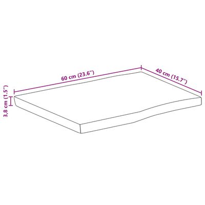 vidaXL Tischplatte mit Baumkante 60x40x3,8 cm Raues Mango Massivholz