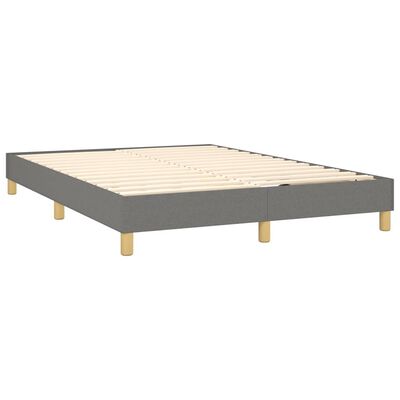 vidaXL Boxspringbett mit Matratze & LED Dunkelgrau 140x200 cm Stoff