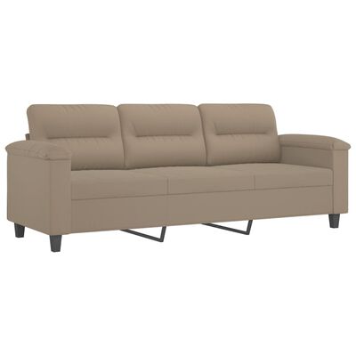 vidaXL 3-Sitzer-Sofa mit Kissen Taupe 180 cm Mikrofasergewebe