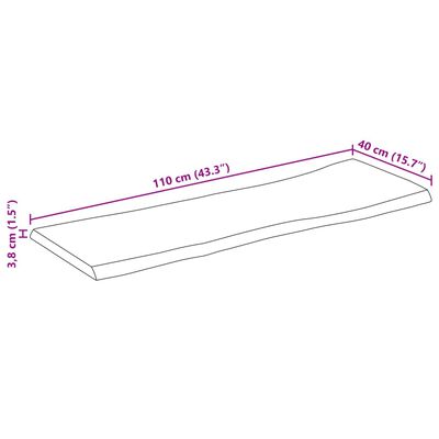 vidaXL Tischplatte 110x40x3,8cm Rechteckig Massivholz Akazie Baumkante