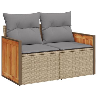 vidaXL 5-tlg. Garten-Sofagarnitur mit Kissen Beige Poly Rattan