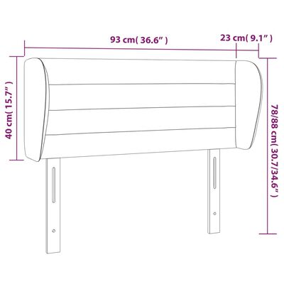 vidaXL Kopfteil mit Ohren Dunkelgrau 93x23x78/88 cm Stoff