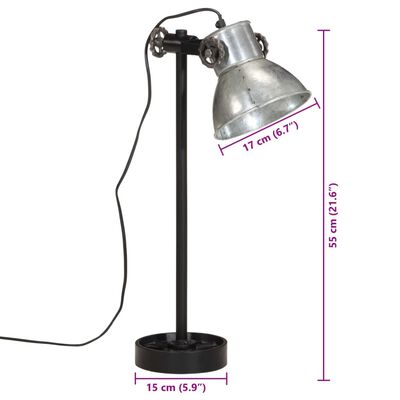 vidaXL Schreibtischlampe 25 W Vintage-Silber 15x15x55 cm E27