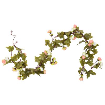 vidaXL Weihnachtskränze Blumen 6 Stk. Champagnerfarben 215 cm