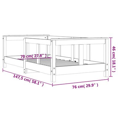 vidaXL Kinderbett 70x140 cm Massivholz Kiefer