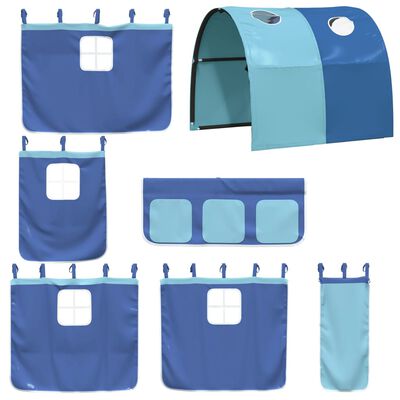 vidaXL Kinderhochbett mit Tunnel Blau 90x200 cm Massivholz Kiefer