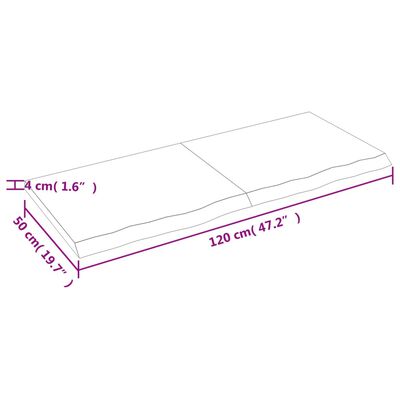 vidaXL Waschtischplatte Dunkelbraun 120x50x(2-4)cm Massivholz