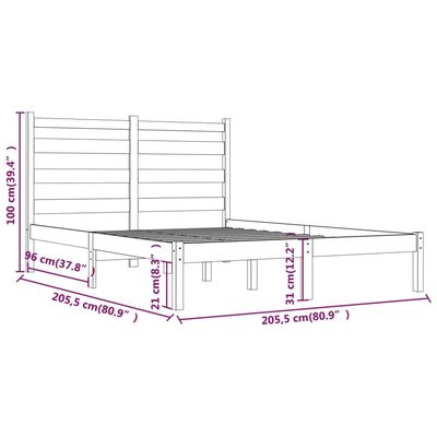 vidaXL Massivholzbett Grau Kiefer 200x200 cm