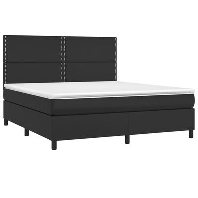 vidaXL Boxspringbett mit Matratze & LED Schwarz 180x200 cm Kunstleder