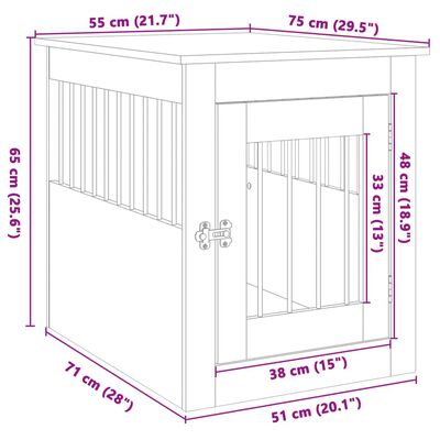 vidaXL Hundekäfig im Möbelstil Sonoma-Eiche 55x75x65 cm Holzwerkstoff