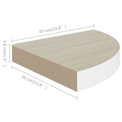 vidaXL Eck-Schweberegale 4 Stk. Eichen-Optik und Weiß 35x35x3,8 cm MDF