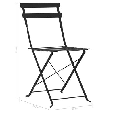 vidaXL 3-tlg. Bistro-Set Stahl Schwarz