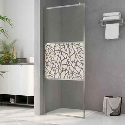 vidaXL Duschwand für Begehbare Dusche ESG-Glas Steindesign 115x195 cm