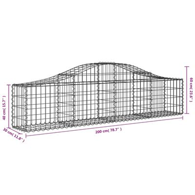 vidaXL Gabionen mit Hochbogen 8 Stk. 200x30x40/60 cm Verzinktes Eisen