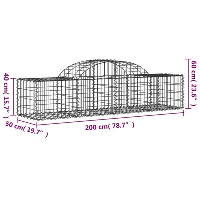 vidaXL Gabionen mit Hochbogen 5 Stk. 200x50x40/60 cm Verzinktes Eisen