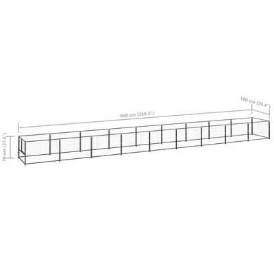 vidaXL Hundezwinger Schwarz 9 m² Stahl