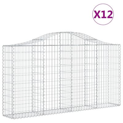 vidaXL Gabionen mit Hochbogen 12Stk. 200x30x100/120cm Verzinktes Eisen