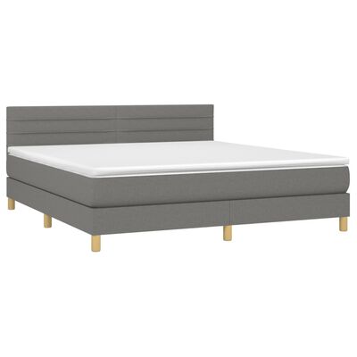 vidaXL Boxspringbett mit Matratze Dunkelgrau 180x200 cm Stoff