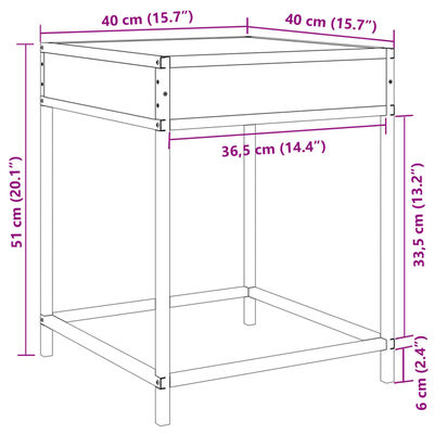 vidaXL Couchtisch mit Infinity-LED Schwarz 40x40x51 cm