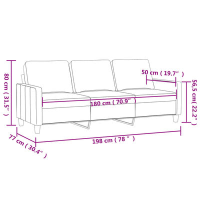 vidaXL 3-Sitzer-Sofa Braun 180 cm Stoff