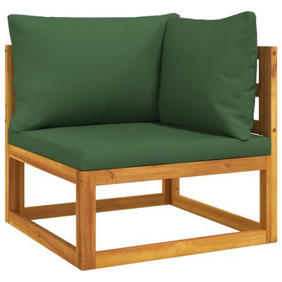 vidaXL 5-tlg. Garten-Lounge-Set mit Grünen Kissen Massivholz