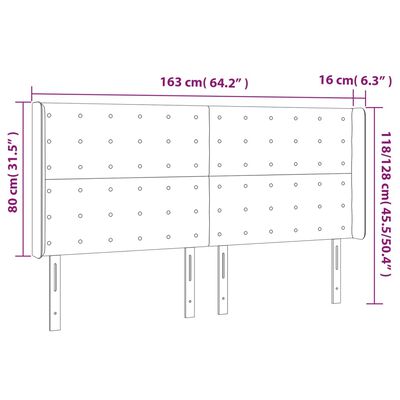 vidaXL LED Kopfteil Dunkelgrau 163x16x118/128 cm Samt