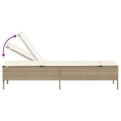 vidaXL Sonnenliegen mit Auflagen 2 Stk. Beige Poly Rattan