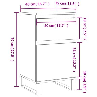 vidaXL Sideboard Grau Sonoma 40x35x70 cm Holzwerkstoff