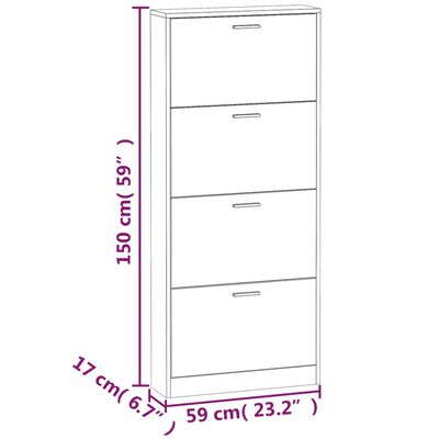 vidaXL Schuhschrank Eichen-Optik 59x17x150 cm Holzwerkstoff