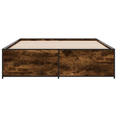 vidaXL Bettgestell Räuchereiche 150x200 cm Holzwerkstoff und Metall