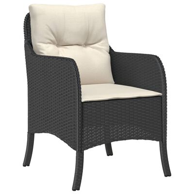 vidaXL 9-tlg. Garten-Essgruppe mit Kissen Schwarz Poly Rattan