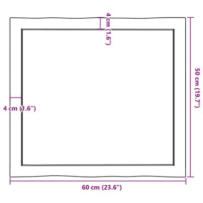 vidaXL Tischplatte 60x50x(2-6) cm Massivholz Unbehandelt Baumkante