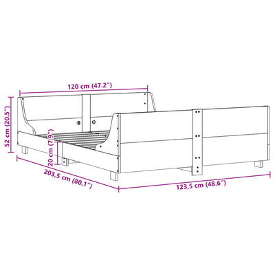 vidaXL Massivholzbett ohne Matratze Weiß 120x200 cm Kiefernholz