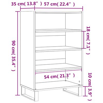 vidaXL Highboard Hochglanz-Weiß 57x35x90 cm Holzwerkstoff